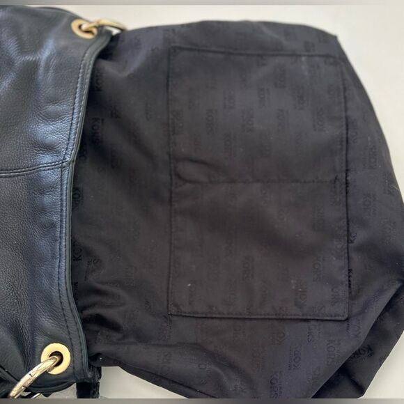 Michael Kors Black Pebbled Leather Hobo Shoulder Bag Gold Hardware - Picture 11 of 13